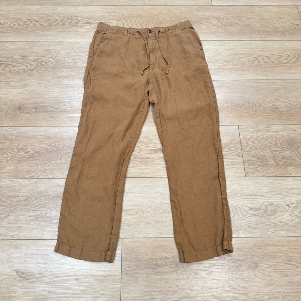 Caribbean Linen Camel Brown Pants Mens 38x32(31) Drawstring Casual Resort